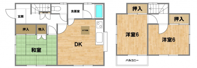 相模原市中央区上溝、中古一戸建ての間取り画像です