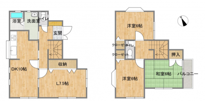 相模原市中央区淵野辺本町、中古一戸建ての間取り画像です