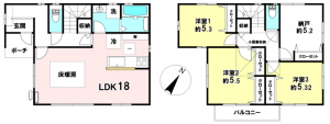 相模原市中央区上溝、中古一戸建ての間取り画像です