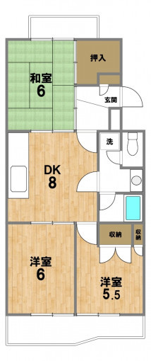 相模原市中央区田名、中古マンションの間取り画像です
