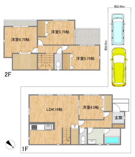 相模原市緑区田名、中古一戸建ての間取り画像です