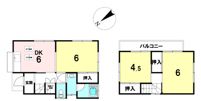 相模原市中央区横山台、中古一戸建ての間取り画像です