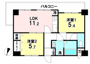 相模原市中央区上溝、中古マンションの間取り画像です