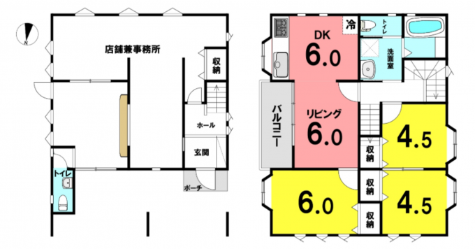 相模原市中央区横山台、中古一戸建ての間取り画像です