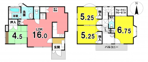 相模原市中央区横山台、中古一戸建ての間取り画像です