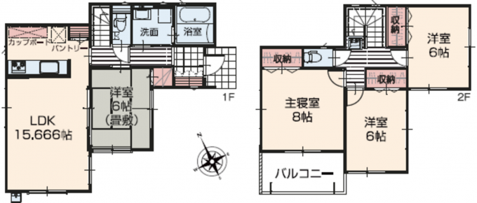 相模原市中央区田名、新築一戸建ての間取り画像です