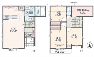相模原市中央区上矢部、新築一戸建ての間取り画像です