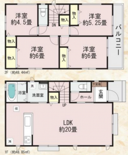 相模原市中央区上溝、新築一戸建ての間取り画像です