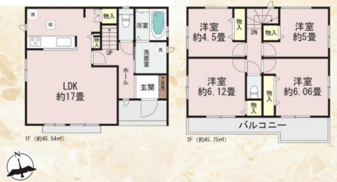 相模原市中央区上溝、新築一戸建ての間取り画像です