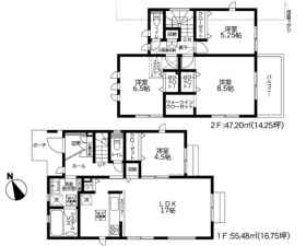 相模原市中央区上矢部、新築一戸建ての間取り画像です