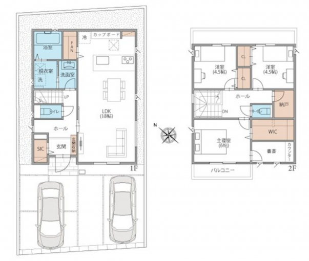 相模原市中央区由野台、新築一戸建ての間取り画像です