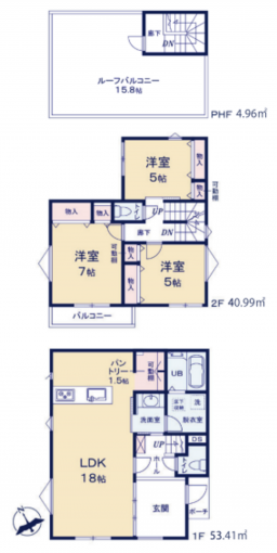 相模原市中央区田名、新築一戸建ての間取り画像です
