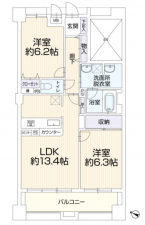 相模原市中央区相生、中古マンションの間取り画像です