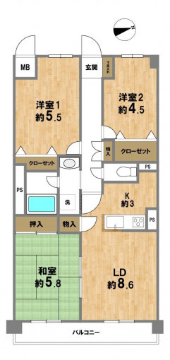 、中古マンションの間取り画像です