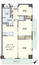 相模原市中央区矢部、中古マンションの間取り画像です