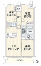 相模原市中央区東淵野辺、中古マンションの間取り画像です