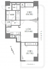 相模原市中央区水郷田名、中古マンションの間取り画像です