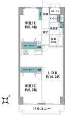 相模原市中央区矢部、中古マンションの間取り画像です