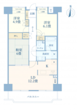相模原市中央区南橋本、中古マンションの間取り画像です