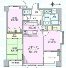 相模原市中央区相模原、中古マンションの間取り画像です
