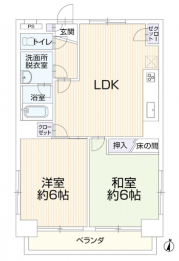 相模原市中央区横山、中古マンションの間取り画像です