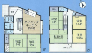 相模原市中央区田名、中古一戸建ての間取り画像です