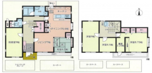 相模原市中央区淵野辺本町、中古一戸建ての間取り画像です