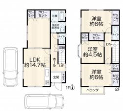 相模原市中央区横山台、中古一戸建ての間取り画像です