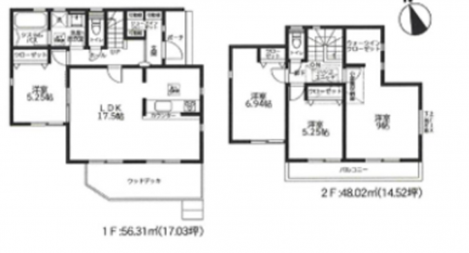 相模原市中央区上溝、中古一戸建ての間取り画像です