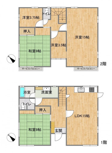 相模原市中央区横山、中古一戸建ての間取り画像です