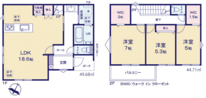 相模原市中央区上溝、新築一戸建ての間取り画像です