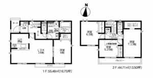 相模原市中央区田名、新築一戸建ての間取り画像です