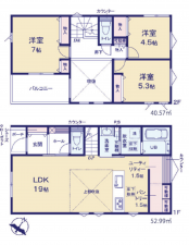 相模原市中央区田名、新築一戸建ての間取り画像です