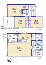 相模原市中央区田名、新築一戸建ての間取り画像です