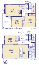 相模原市中央区田名、新築一戸建ての間取り画像です