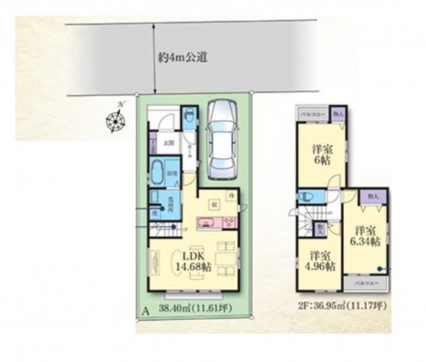 相模原市中央区陽光台、新築一戸建ての間取り画像です