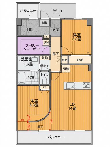 彦根市外町、中古マンションの間取り画像です