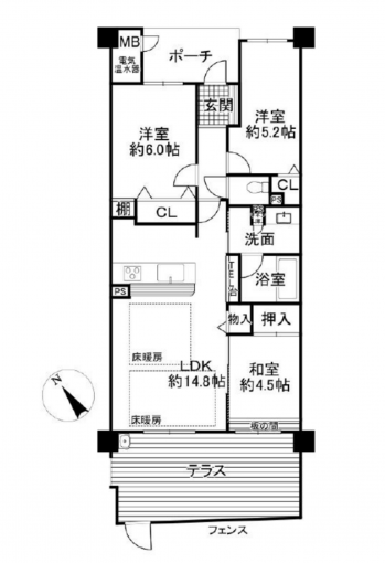 彦根市城町、中古マンションの間取り画像です