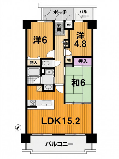 彦根市外町、中古マンションの間取り画像です