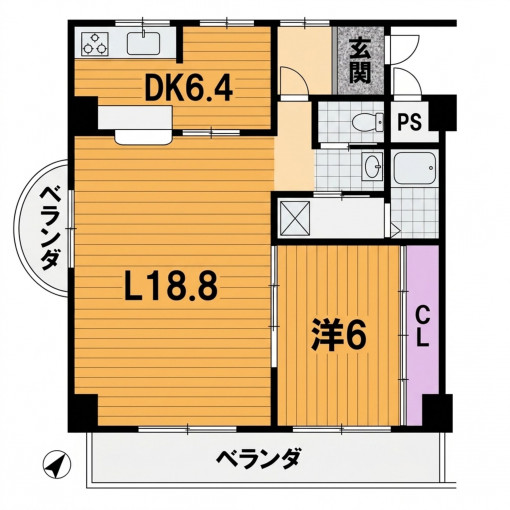 彦根市高宮町、中古マンションの間取り画像です