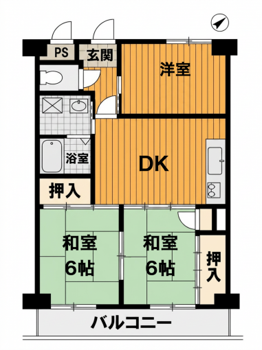 彦根市高宮町、中古マンションの間取り画像です