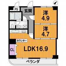 彦根市高宮町、中古マンションの間取り画像です