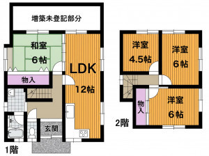 彦根市日夏町、中古一戸建ての間取り画像です