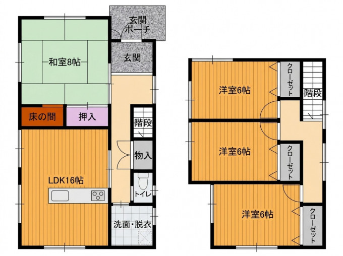 彦根市東沼波町、中古一戸建ての間取り画像です