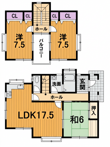 彦根市日夏町、中古一戸建ての間取り画像です