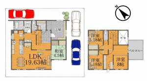 彦根市野瀬町、中古一戸建ての間取り画像です