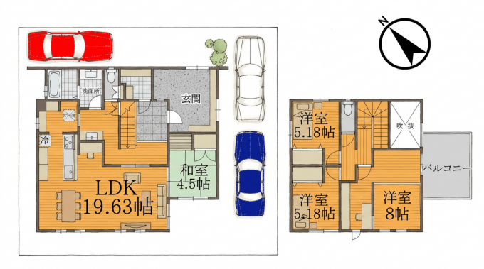 彦根市野瀬町、中古一戸建ての間取り画像です