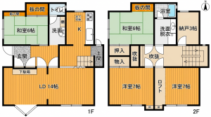 彦根市大藪町、中古一戸建ての間取り画像です