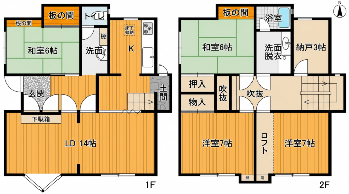 彦根市大藪町、中古一戸建ての間取り画像です