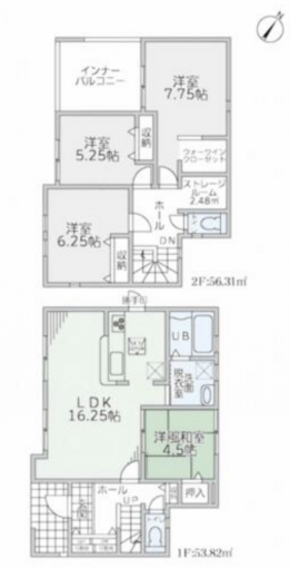 彦根市東沼波町、中古一戸建ての間取り画像です
